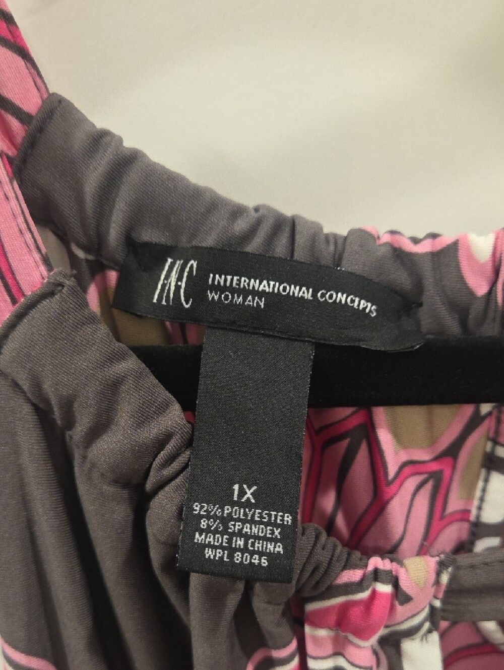 INC International Concepts Gray Maxi Dress with Pink Medallion Print - Picture 2 of 4